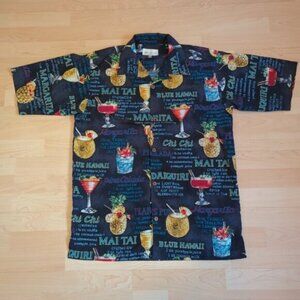 Men’s Hawaiian Summer  Cocktail Lounge Cruise Button Down Shirt